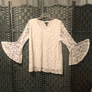 Dressy cream colored Alfani blouse w/bell sleeves